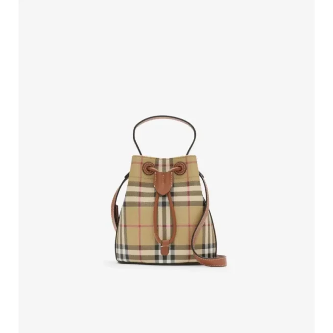 Geantă mini tip sac cu imprimeu în carouri Geantă mini tip sac cu imprimeu în carouri