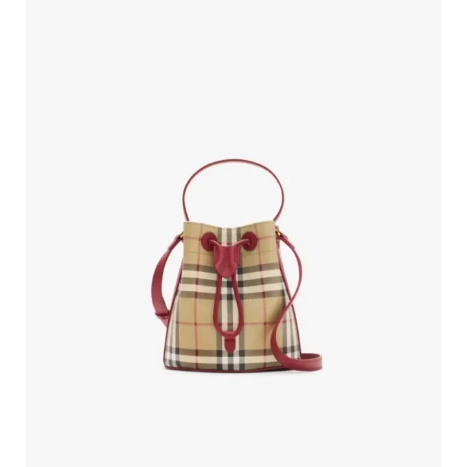 Geantă mini tip sac cu imprimeu în carouri Geantă mini tip sac cu imprimeu în carouri