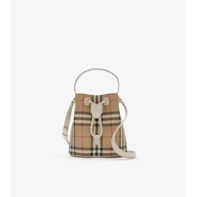 Geantă mini tip sac cu imprimeu în carouri Geantă mini tip sac cu imprimeu în carouri