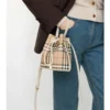 Geantă mini tip sac cu imprimeu în carouri Geantă mini tip sac cu imprimeu în carouri