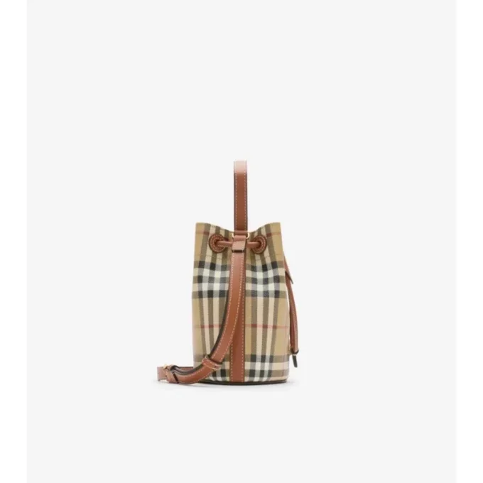 Geantă mini tip sac cu imprimeu în carouri Geantă mini tip sac cu imprimeu în carouri
