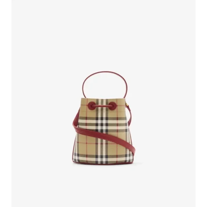 Geantă mini tip sac cu imprimeu în carouri Geantă mini tip sac cu imprimeu în carouri