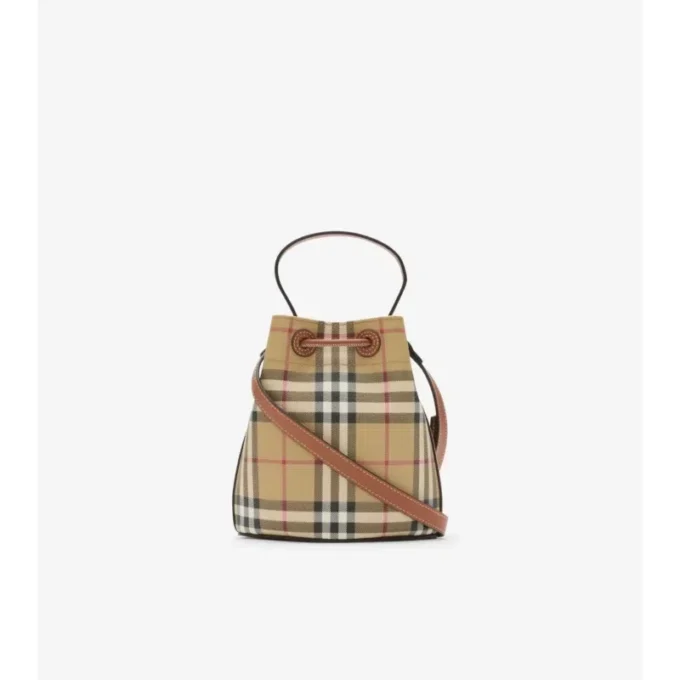 Geantă mini tip sac cu imprimeu în carouri Geantă mini tip sac cu imprimeu în carouri