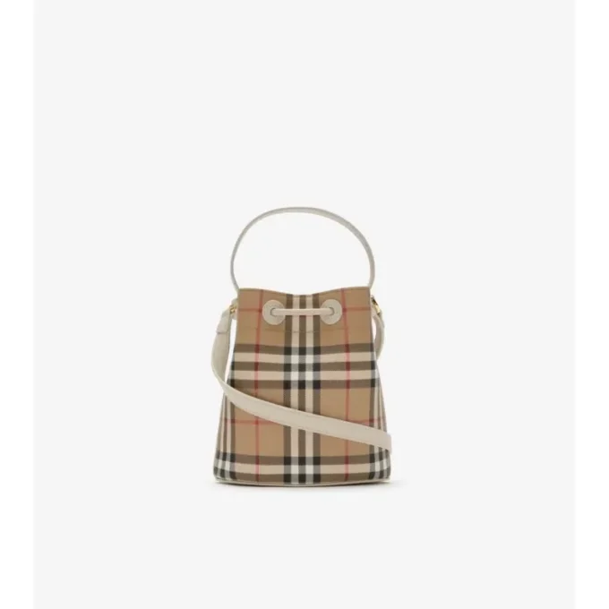 Geantă mini tip sac cu imprimeu în carouri Geantă mini tip sac cu imprimeu în carouri