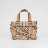 Geantă tote din pânză E-Canvas cu imprimeu Vintage Check și aplicație cu logo Geantă tote din pânză E-Canvas cu imprimeu Vintage Check și aplicație cu logo