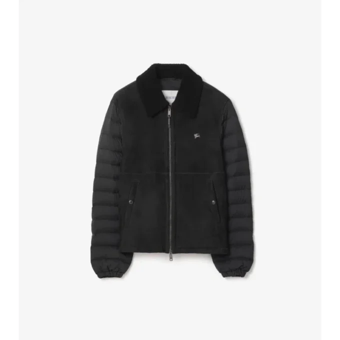 Gecă matlasată din nylon cu blană de oaie Gecă matlasată din nylon cu blană de oaie