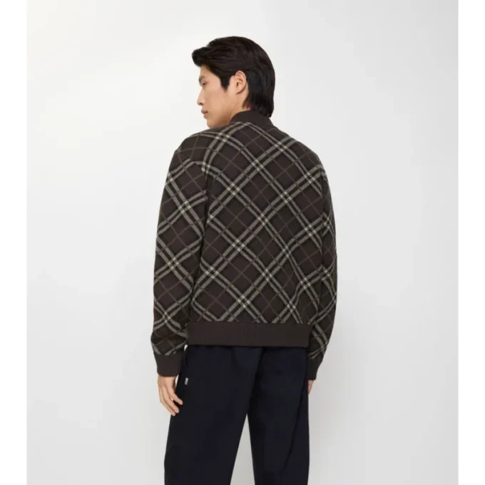 Jachetă bomber din lână și cașmir cu imprimeu în carouri