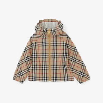 Jachetă cu glugă din bumbac Vintage Check