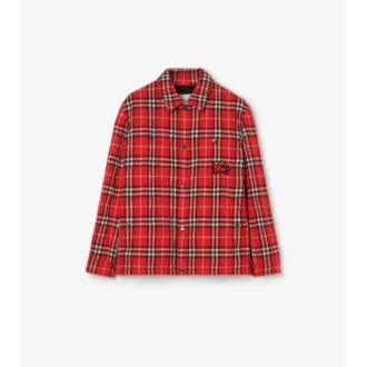Jachetă din flanelă de lână matlasată cu model în carouri