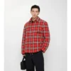 Jachetă din flanelă de lână matlasată cu model în carouri