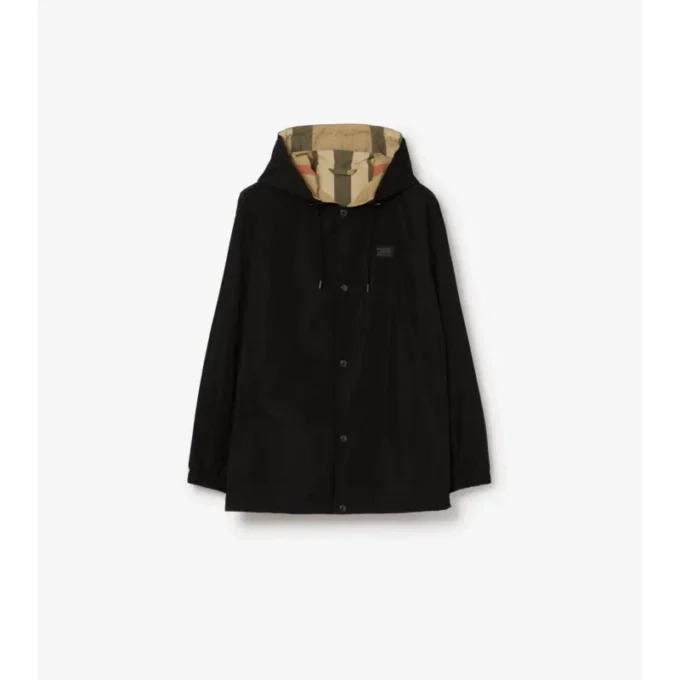 Jachetă reversibilă cu glugă și model în carouri Jachetă reversibilă cu glugă și model în carouri