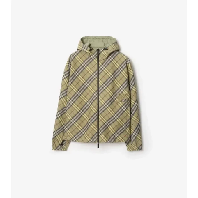 Jachetă reversibilă cu glugă și model în carouri Jachetă reversibilă cu glugă și model în carouri