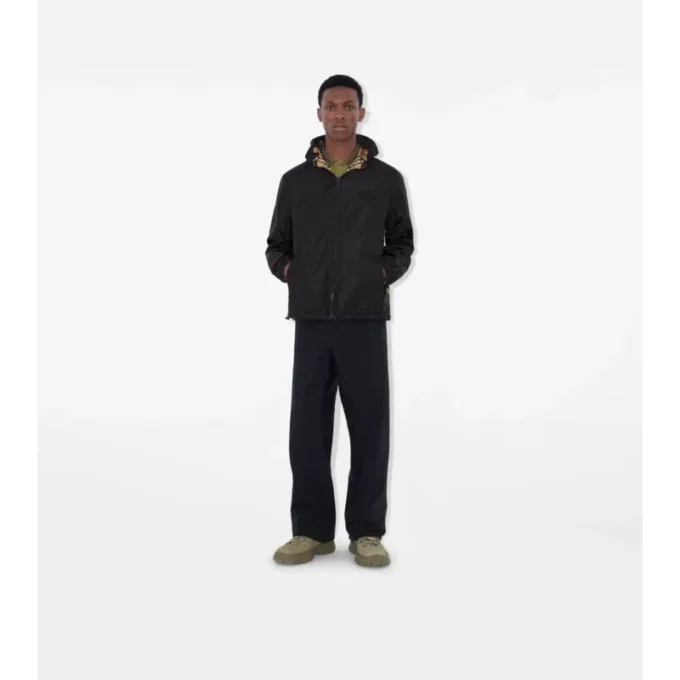 Jachetă reversibilă cu glugă și model în carouri Jachetă reversibilă cu glugă și model în carouri
