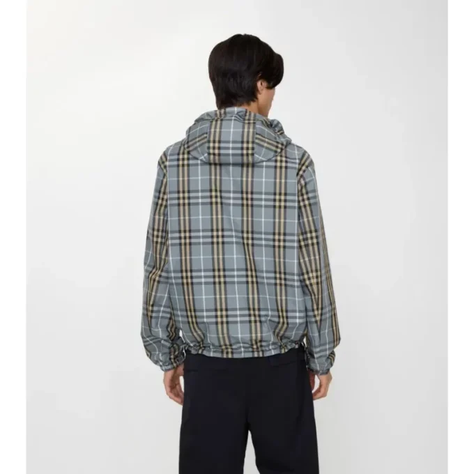 Jachetă reversibilă cu glugă și model în carouri Jachetă reversibilă cu glugă și model în carouri