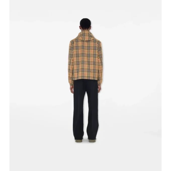 Jachetă reversibilă cu glugă și model în carouri Jachetă reversibilă cu glugă și model în carouri