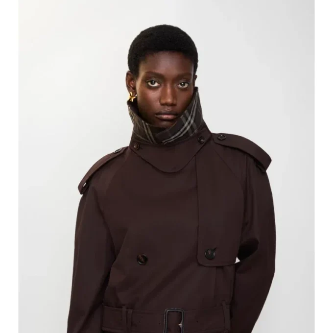 Jachetă trench scurtă din Gabardine Jachetă trench scurtă din Gabardine