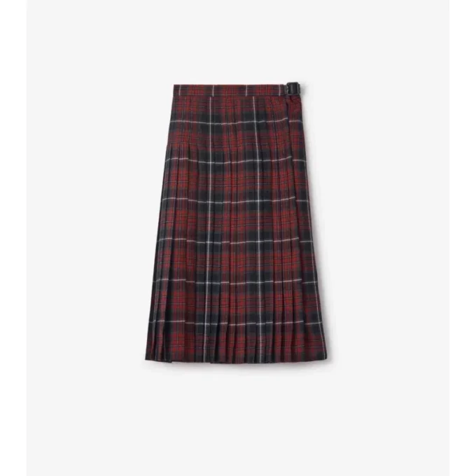 Kilt midi din amestec de lână cu model în carouri Kilt midi din amestec de lână cu model în carouri