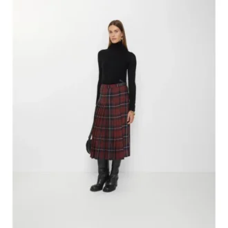 Kilt midi din amestec de lână cu model în carouri