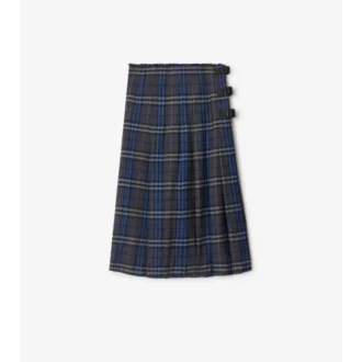 Kilt midi din lână cu model în carouri