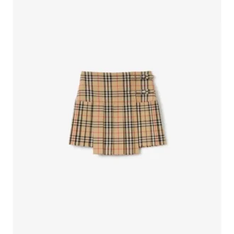 Mini kilt din lână plisată cu model în carouri