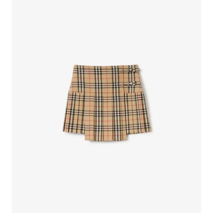 Mini kilt din lână plisată cu model în carouri Mini kilt din lână plisată cu model în carouri