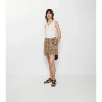 Mini kilt din lână plisată cu model în carouri