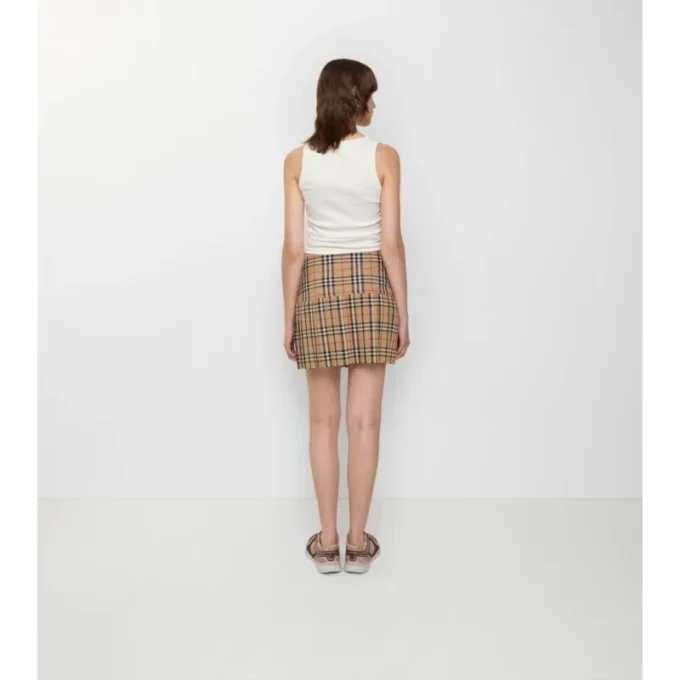 Mini kilt din lână plisată cu model în carouri Mini kilt din lână plisată cu model în carouri