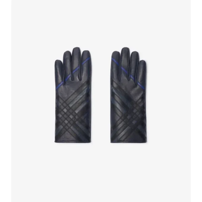 Mănuși din piele cu model intarsia Mănuși din piele cu model intarsia