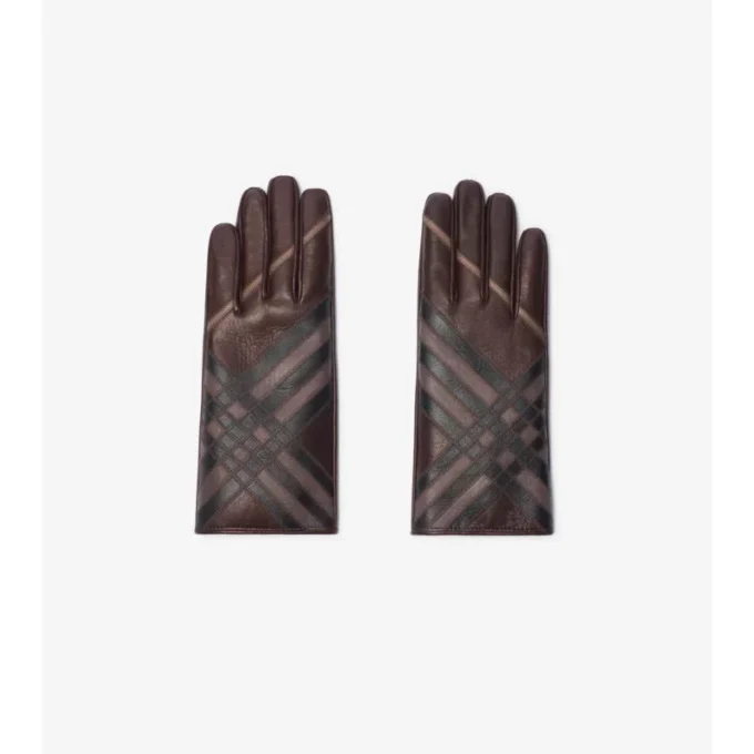 Mănuși din piele cu model intarsia Mănuși din piele cu model intarsia