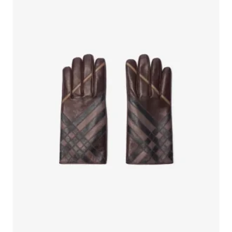 Mănuși din piele cu model intarsia Mănuși din piele cu model intarsia