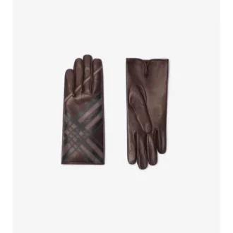 Mănuși din piele cu model intarsia