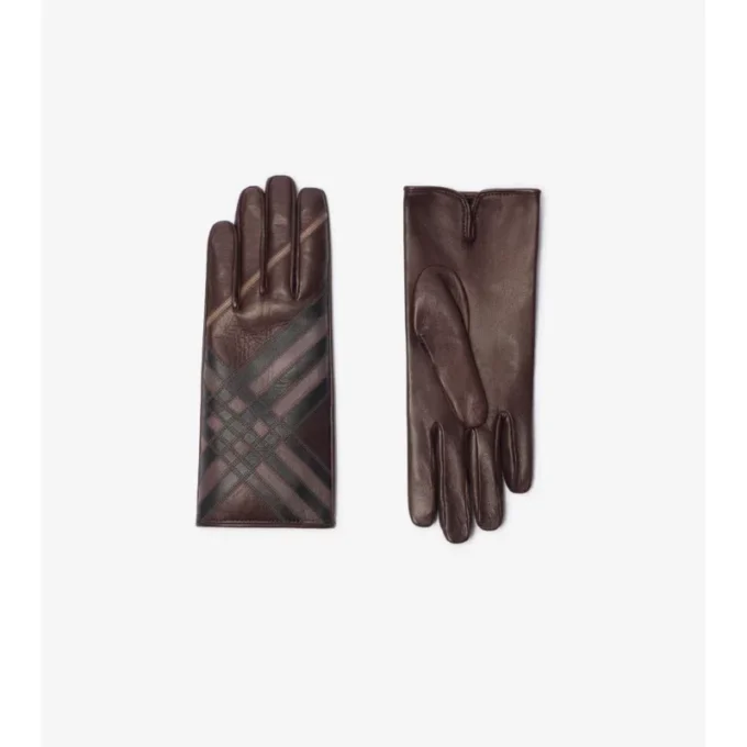 Mănuși din piele cu model intarsia Mănuși din piele cu model intarsia