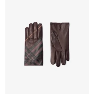 Mănuși din piele cu model intarsia Mănuși din piele cu model intarsia
