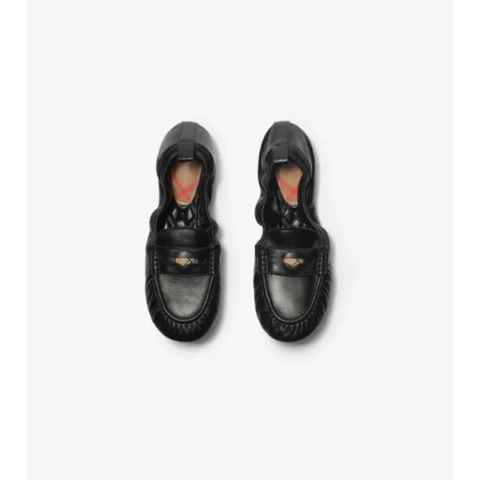 Mocasini din piele de culoare bej