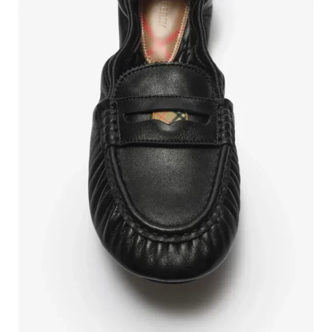 Mocasini din piele de culoare bej
