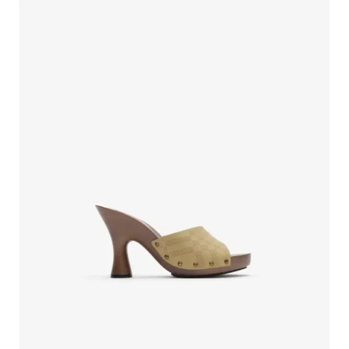 Mule din piele cu model în carouri Mule din piele cu model în carouri