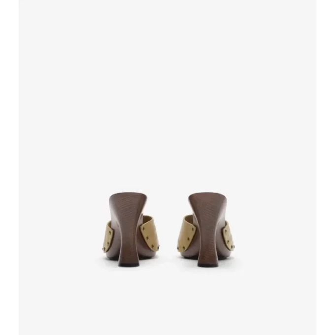 Mule din piele cu model în carouri Mule din piele cu model în carouri