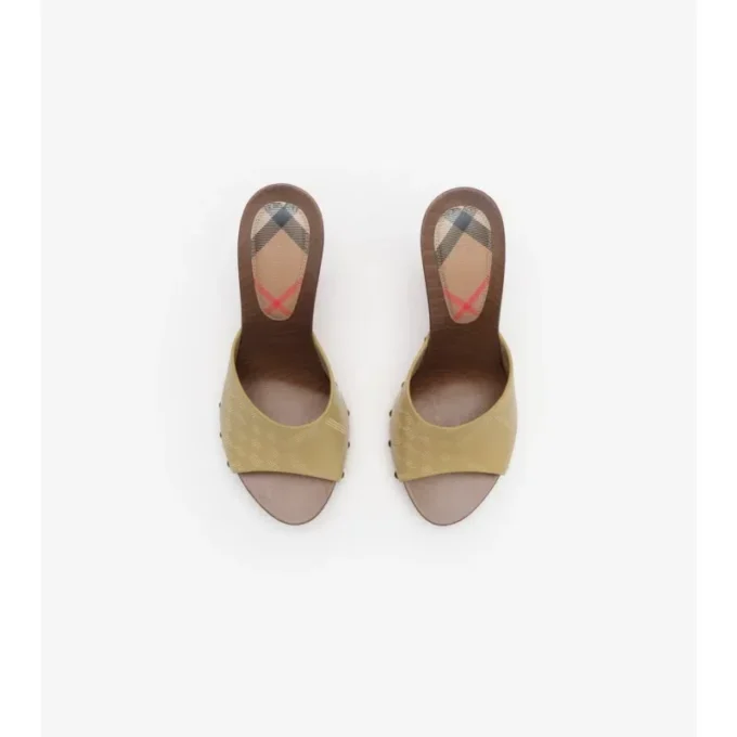 Mule din piele cu model în carouri Mule din piele cu model în carouri