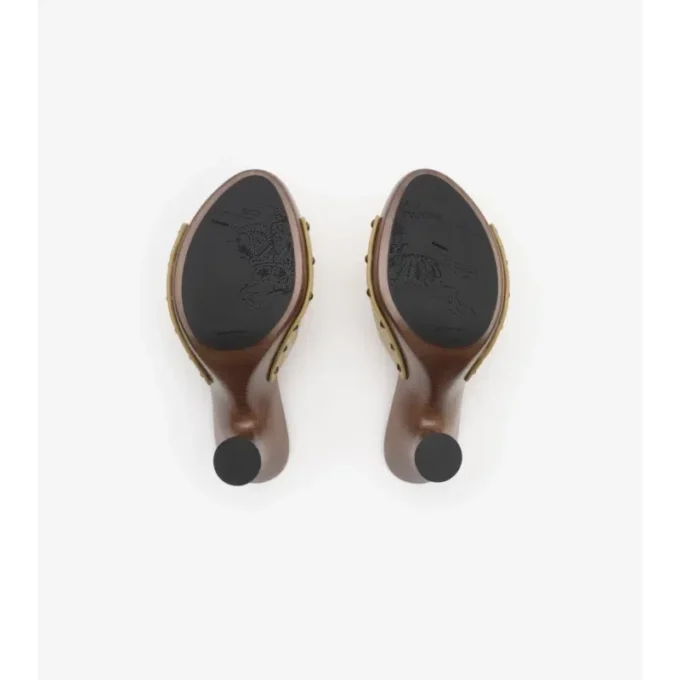 Mule din piele cu model în carouri Mule din piele cu model în carouri
