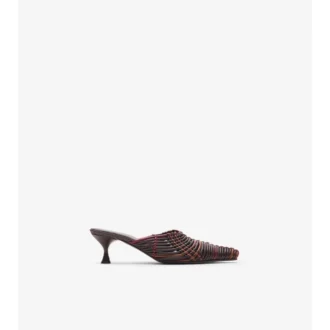 Mule din piele țesută cu model Check Cameo 