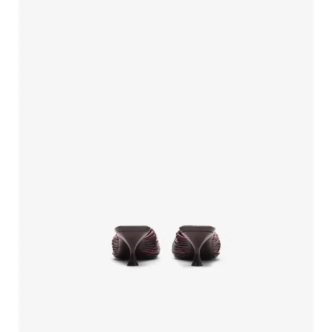 Mule din piele țesută cu model Check Cameo 