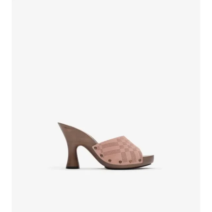 Mule Potter din piele de căprioară cu model în carouri 