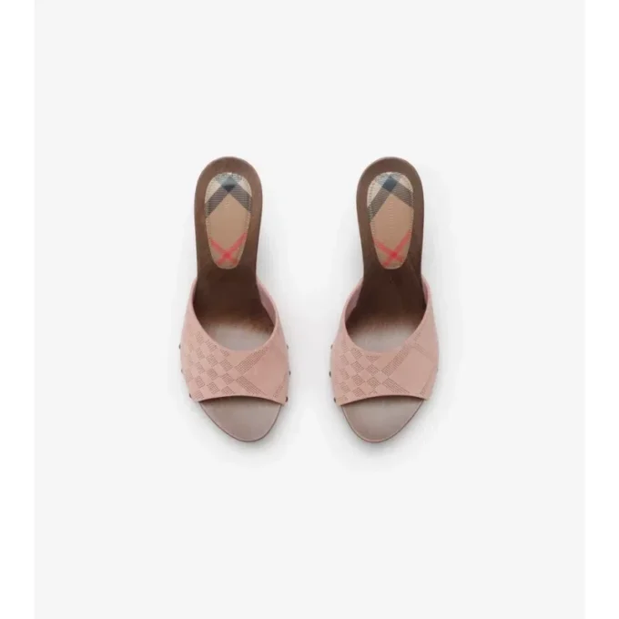 Mule Potter din piele de căprioară cu model în carouri 