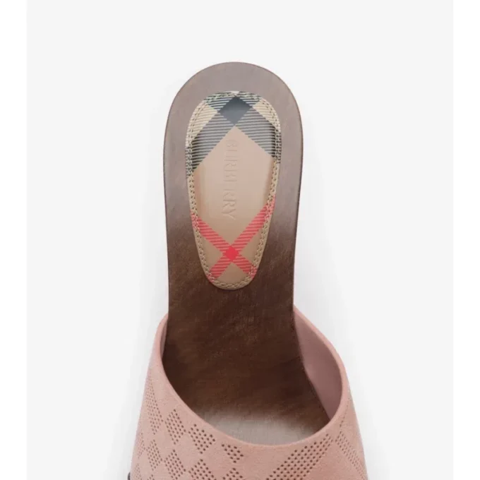 Mule Potter din piele de căprioară cu model în carouri 