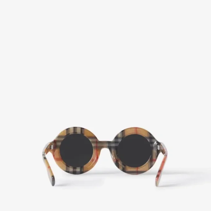 Ochelari de soare rotunzi cu model în carouri Ochelari de soare rotunzi cu model în carouri