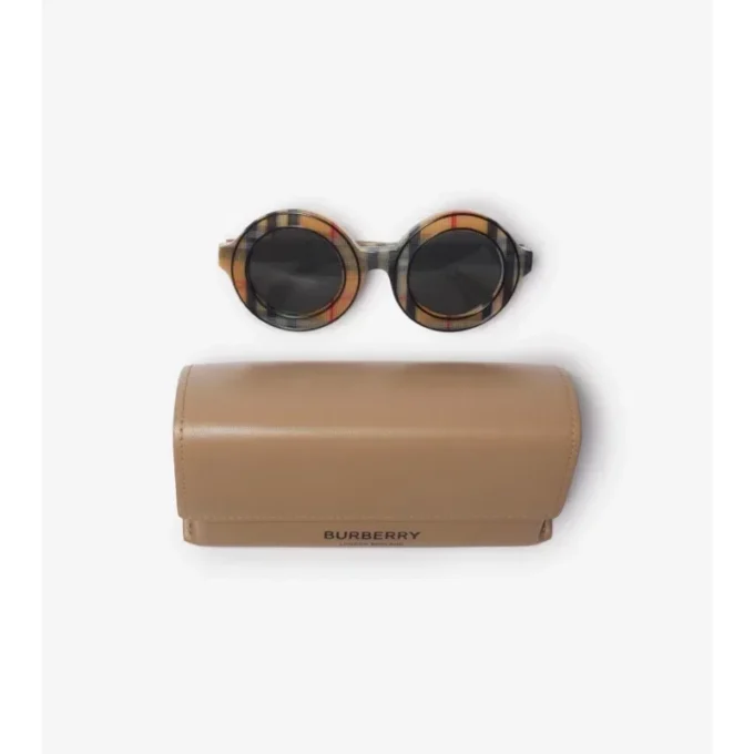 Ochelari de soare rotunzi cu model în carouri Ochelari de soare rotunzi cu model în carouri
