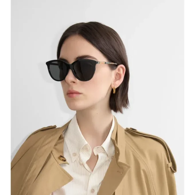 Ochelari de soare rotunzi cu model Tubular Check Ochelari de soare rotunzi cu model Tubular Check