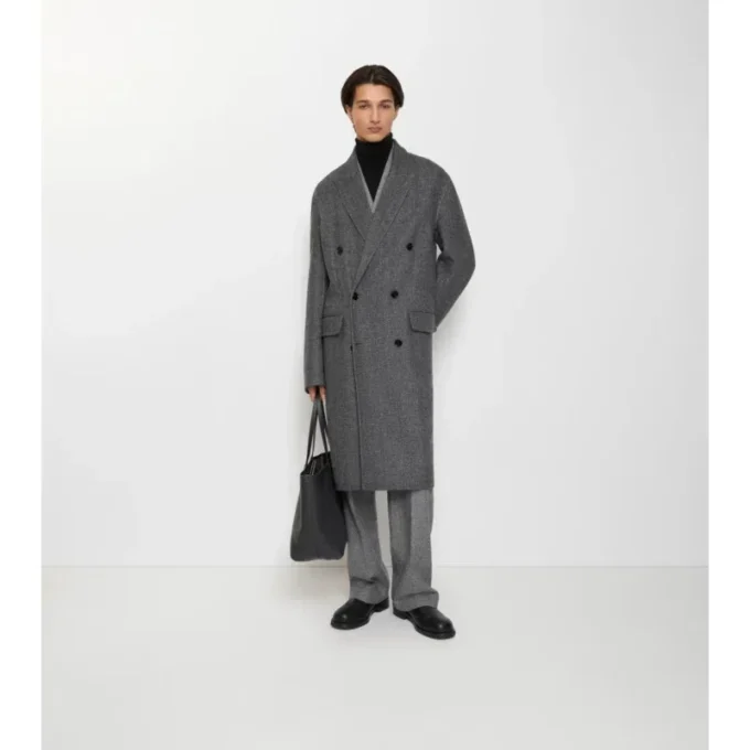 Palton croit din lână cu model în zig-zag