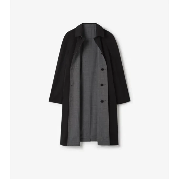 Palton lung reversibil din lână cu imprimeu în carouri Parkbury Car Coat
