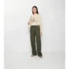 Pantaloni cargo din Gabardine cu borduri în carouri Pantaloni cargo din Gabardine cu borduri în carouri